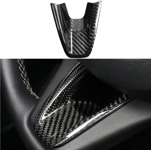 Real Carbon Fiber Car Steering Wheel Lower Trim Cover Auto Steering Wheel Protector Cover Compatible with Genesis G70 2017-2022 G80 2022+...