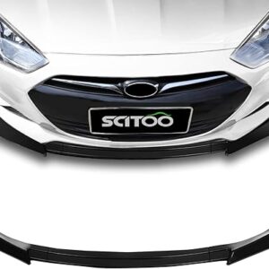 SCITOO Glossy Black PU Front Bumper Body Kit Spoiler Chin Spoiler Front Bumper Lip Fit for 2013-2016 for Hyundai for Genesis Coupe