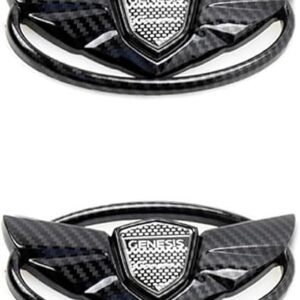2PCS Black 3D Decal Set, Front, Rear for 2010-2017 Genesis Coupe Cars(Carbon Fiber)
