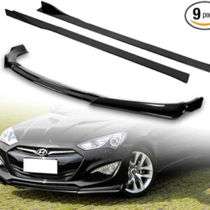 3PCS Front Bumper Spoiler Lip Compatible with 2013-2016 Hyundai Genesis Coupe + 6PCS Side Skirt Extensions Splitters Diffuser 86" x 4" Universal...