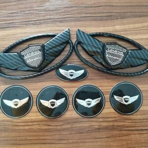 7pcs 3D Black Carbon Fibre Wing Car Badge Emblem Genesis Coupe