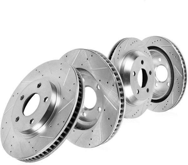 Callahan BRAKE PARTS Drilled and Slotted Front and Rear Brake Rotors [For 2010 2011 2012 2013 2014 2015 2016 Hyundai Genesis Coupe Application...
