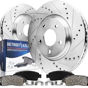 Detroit Axle - Front Brake Kit for Hyundai 2010-2016 Genesis Coupe [4 Piston Caliper] 13.39" Drilled and Slotted Disc Brake Rotors Ceramic Brake...
