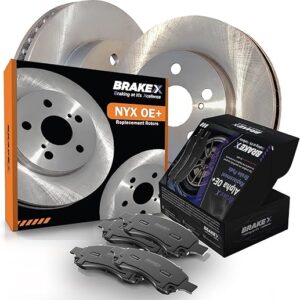 Front Brake Pads and Rotors Kit replacement for 2010-2016 Hyundai Genesis Coupe | NYX OE+ Rotors and Alpha Ceramic Brake Pads