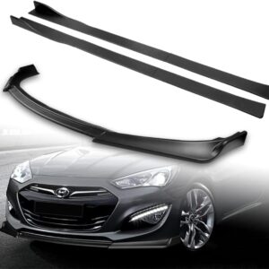 Q1-TECH, 9-Piece Front Bumper Lip & Side Skirt Extensions Diffuser Compatible with 2013 2014 2015 2016 Hyundai Genesis Coupe, Front Bumper Lip...