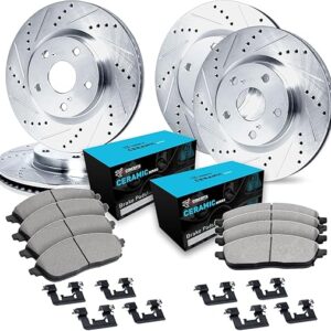 R1 Concepts Front Rear Brakes and Rotors Kit |Front Rear Brake Pads| Brake Rotors and Pads| Ceramic Brake Pads and Rotors |Hardware Kit|fits...