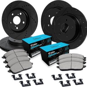 R1 Concepts Front Rear Brakes and Rotors Kit |Front Rear Brake Pads| Brake Rotors and Pads| Ceramic Brake Pads and Rotors |Hardware Kit|fits...