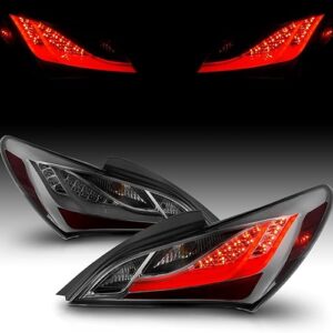 AmeriLite Smoke Lens LED Bar Replacement Taillights Set For Hyundai Genesis Coupe - Passenger and Driver Side