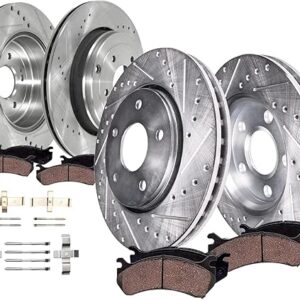 Detroit Axle - 8pc Brake Kit for Hyundai 2010-2016 Genesis Coupe 13.39" inch Front and 12.99" inch Rear Drilled and Slotted Disc Brake Rotors...