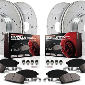 Power Stop K6170 Front and Rear Z23 Carbon Fiber Brake Pads with Drilled & Slotted Brake Rotors Kit For Hyundai Genesis Coupe 2010-2016 [Model...