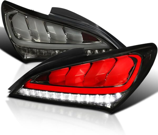 Spec-D Tuning Smoke Lens Sequential LED Bar Tail Lights Compatible with 2010-2016 Hyundai Genesis 2Dr Coupe Left + Right Pair Assembly