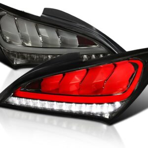 Spec-D Tuning Smoke Lens Sequential LED Bar Tail Lights Compatible with 2010-2016 Hyundai Genesis 2Dr Coupe Left + Right Pair Assembly